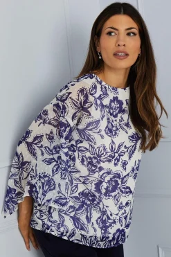 Floral Dobby Tie Sleeve Top