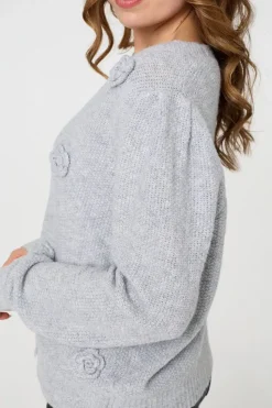 Floral Embroidered Cropped Cardigan