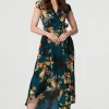 Floral High Low Wrap Maxi Dress