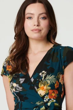 Floral High Low Wrap Maxi Dress
