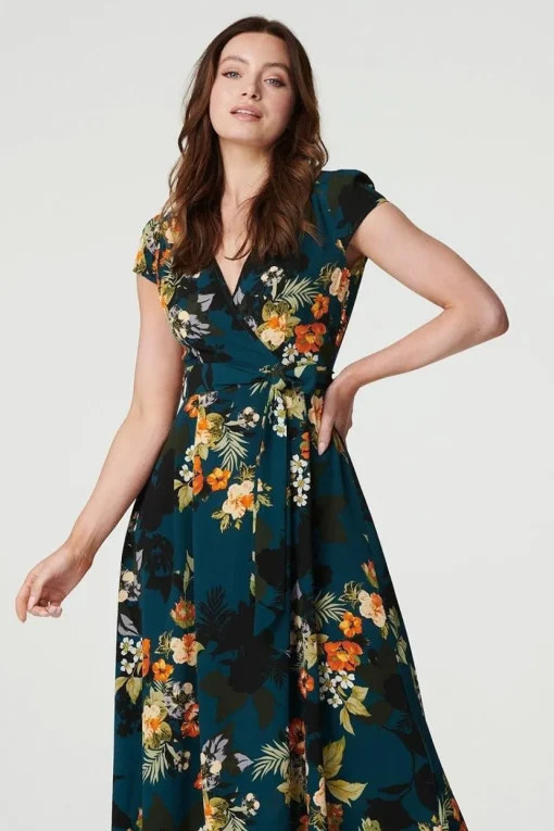 Floral High Low Wrap Maxi Dress