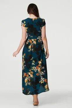 Floral High Low Wrap Maxi Dress