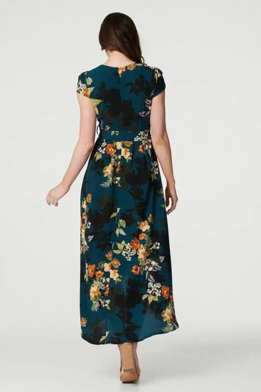 Floral High Low Wrap Maxi Dress