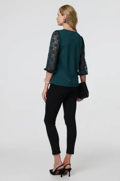 Floral Lace 3/4 Sleeve Blouse