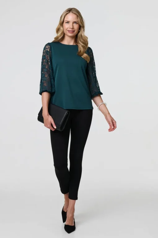 Floral Lace 3/4 Sleeve Blouse