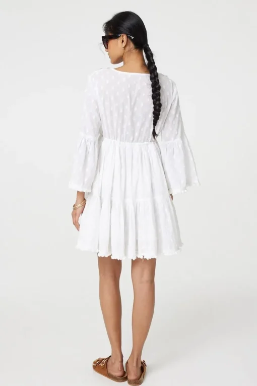 Floral Lace Flare Sleeve Mini Beach Dress