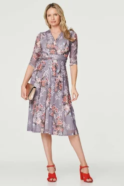 Floral Layered V-Neck Midi Dress