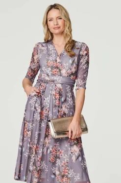Floral Layered V-Neck Midi Dress