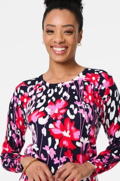 Floral Long Sleeve Scoop Neck Top