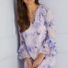 Floral Metallic Ruffle Sleeve Shift Dress