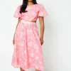 Floral Organza Pleated Midi Skirt