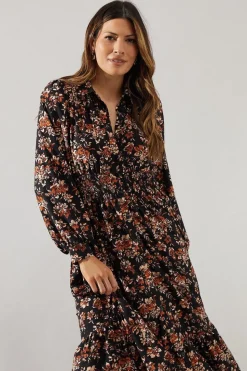 Floral Print Collared Midi Dress
