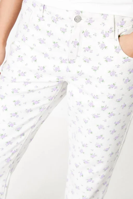 Floral Print Denim Jean