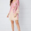 Floral Print Glitter Shift Dress