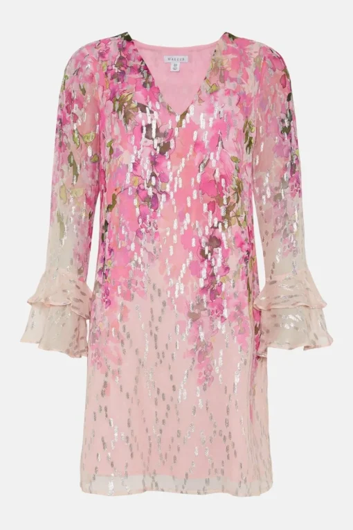 Floral Print Glitter Shift Dress