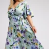 Floral Print Hanky Hem Wrap Dress