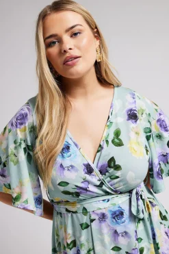 Floral Print Hanky Hem Wrap Dress
