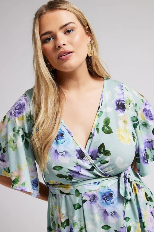 Floral Print Hanky Hem Wrap Dress
