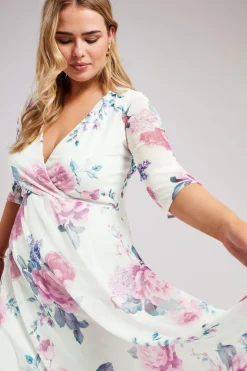 Floral Print Mesh Wrap Dress