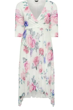 Floral Print Mesh Wrap Dress