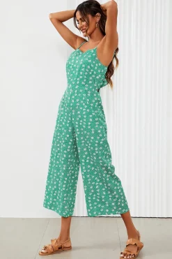 Floral Print Tie Back Culotte Jumpsuit