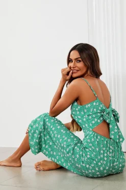 Floral Print Tie Back Culotte Jumpsuit
