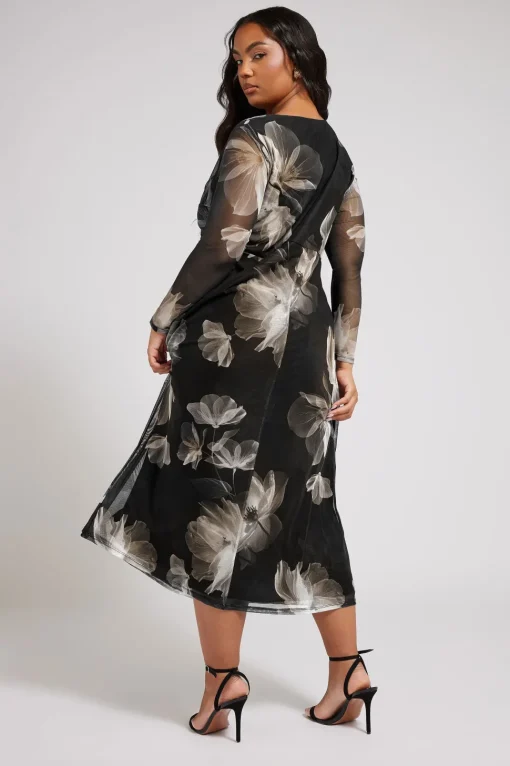 Floral Print Twist Front Maxi Dress