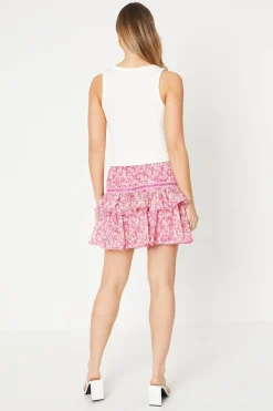 Floral Printed Tiered Mini Skirt