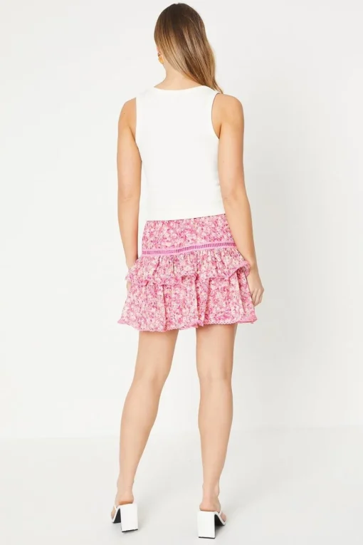 Floral Printed Tiered Mini Skirt