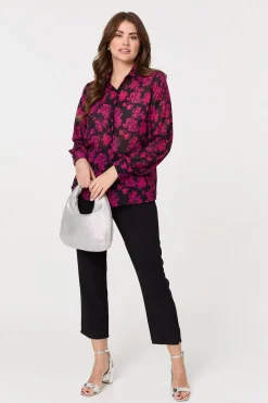 Floral Semi Sheer Long Sleeve Shirt