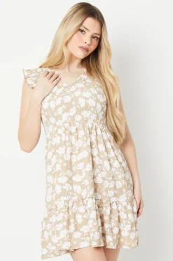 Floral Shirred Bodice Mini Dress