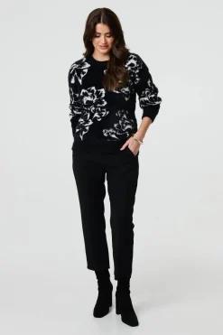 Floral Soft Knit Long Sleeve Jumper