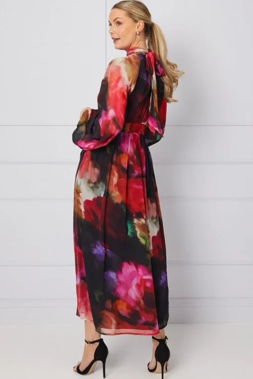 Floral Tie Back Midi Dress