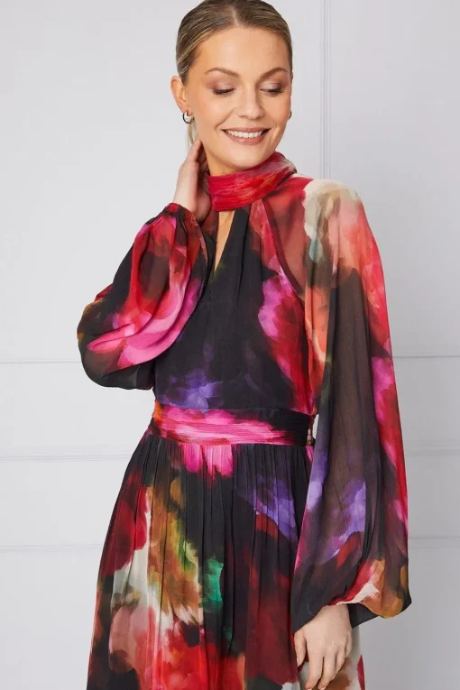 Floral Tie Back Midi Dress