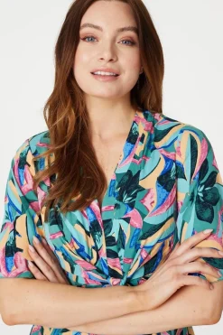 Floral Tie Front Midi Dress