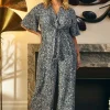 Floral Tie Front Wide Leg Jumpsuit