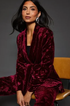 Floral Velvet Tie Belted Blazer