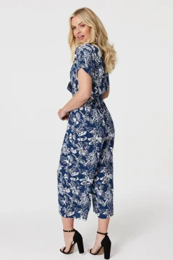 Floral V-Neck Cropped Jumpsuit