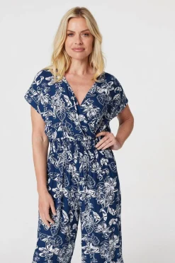 Floral V-Neck Cropped Jumpsuit