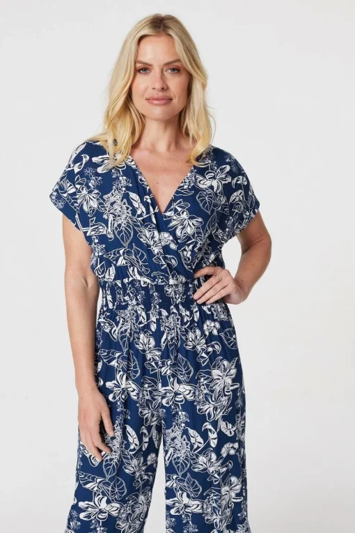 Floral V-Neck Cropped Jumpsuit