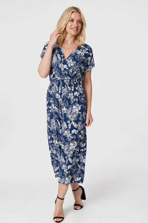 Floral V-Neck Cropped Jumpsuit
