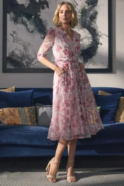 Floral Wrap Front Tea Dress
