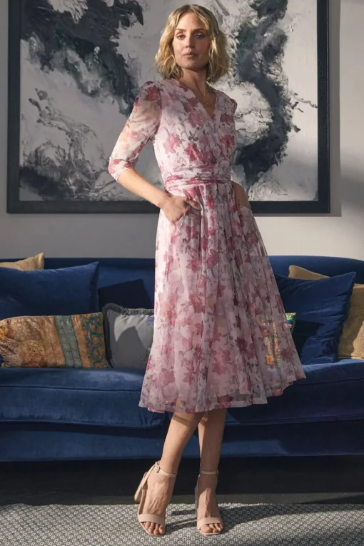 Floral Wrap Front Tea Dress