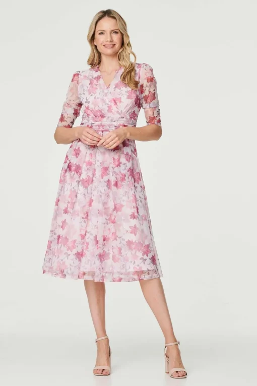 Floral Wrap Front Tea Dress