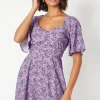 Flutter Sleeve Tie Back Mini Dress