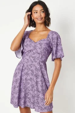 Flutter Sleeve Tie Back Mini Dress