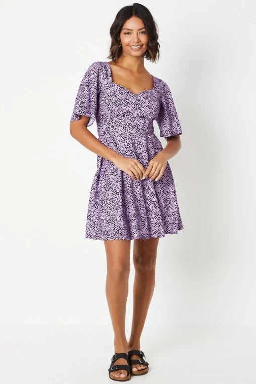 Flutter Sleeve Tie Back Mini Dress