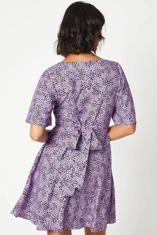 Flutter Sleeve Tie Back Mini Dress