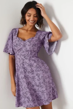Flutter Sleeve Tie Back Mini Dress