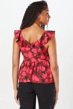 Frill Neck Wrap Peplum Top